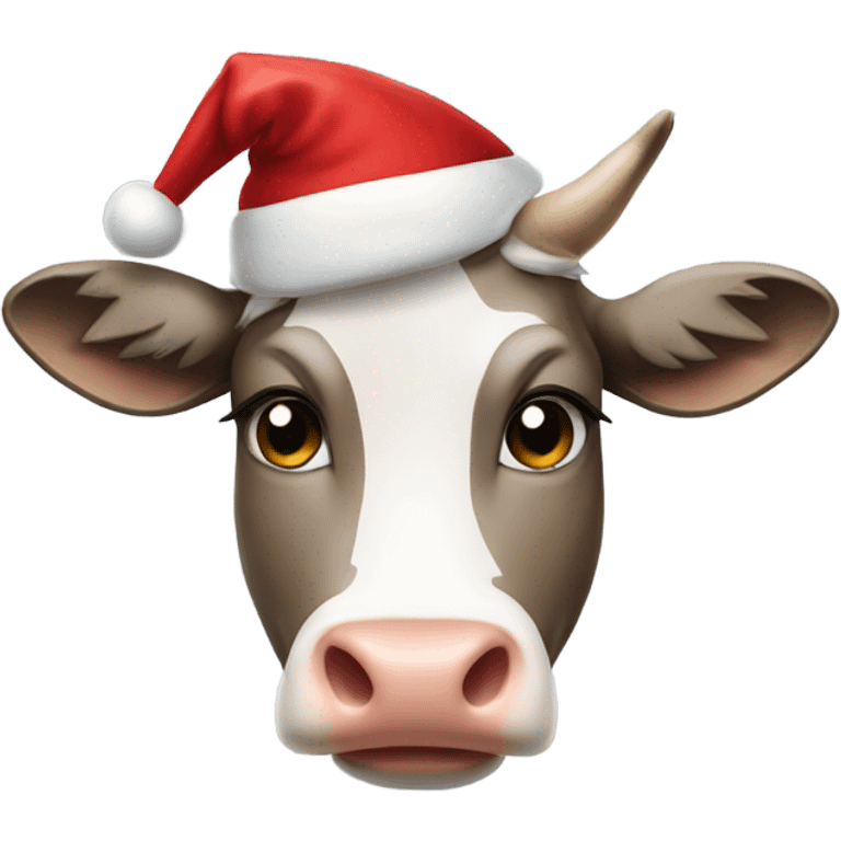 Cow wearing Santa hat emoji