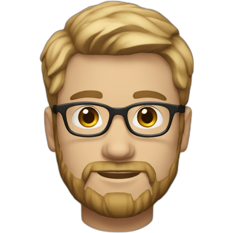 white male 25 years old straight dark blond hair glasses and little beard emoji