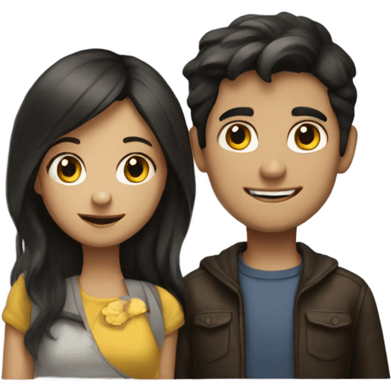 A dark-haired girl and a dark-haired boy just bought a house emoji