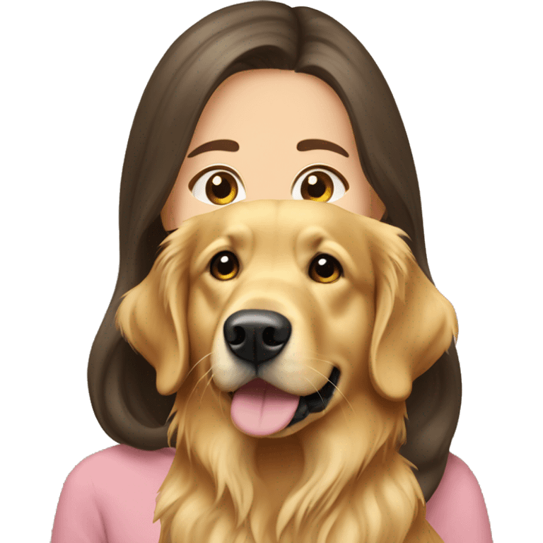 golden retriever with brunette girl  emoji