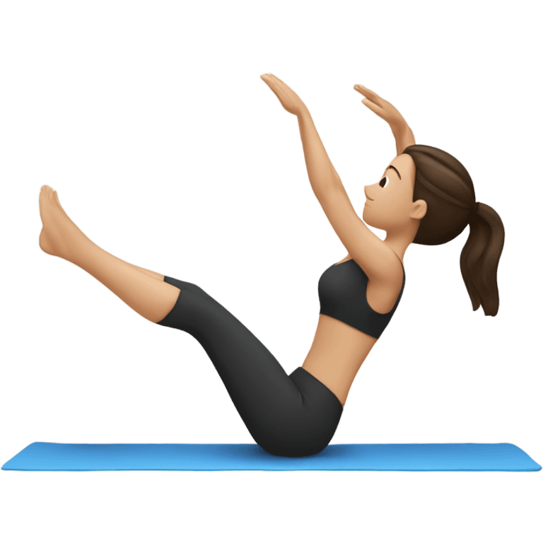 Brunette girl doing Pilates emoji