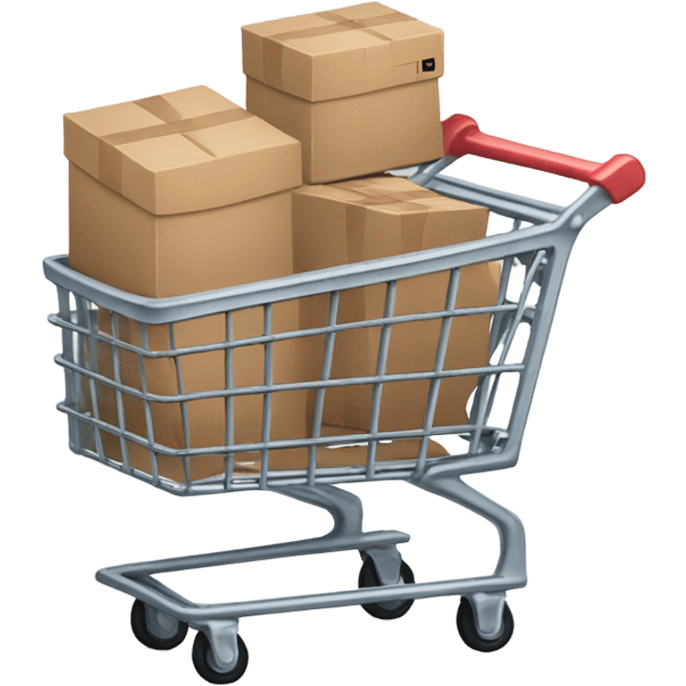 Online industrial style shopping cart with boxes emoji