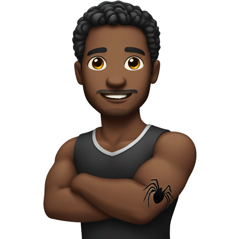 a black handsome man with a spider bite on his arm emoji