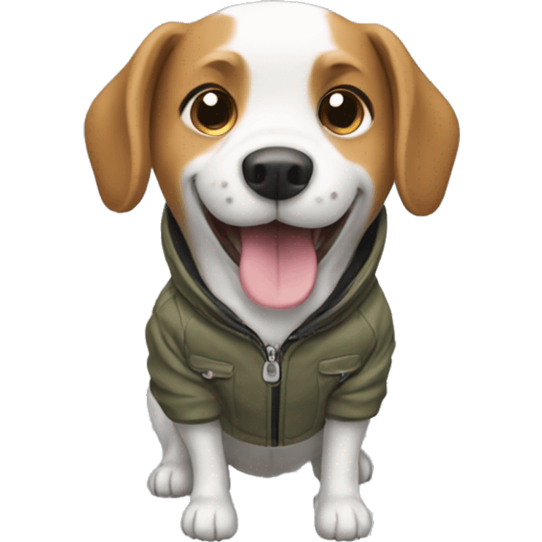 Happy Dog wear jacket emoji