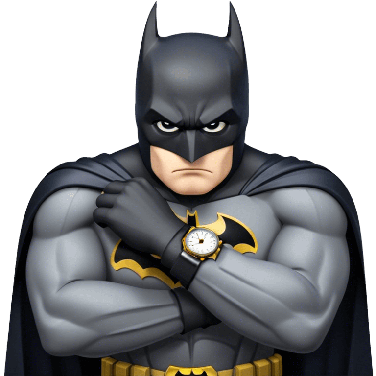 Batman looking stressed at his watch emoji