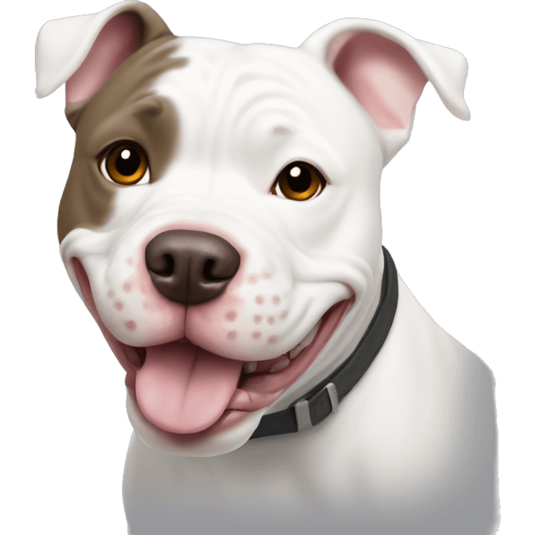 White Pitbull bulldog mix smiling emoji