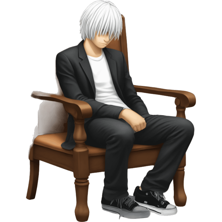 L Lawliet death note squat on chair emoji