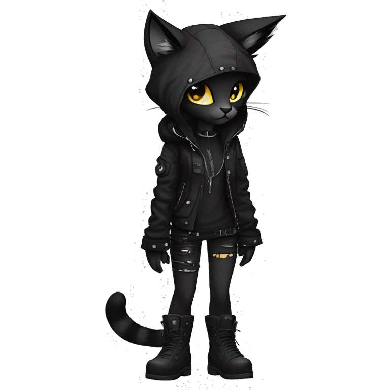 Edgy Shy Anthro cool pretty dark cat-fursona punk techwear emoji