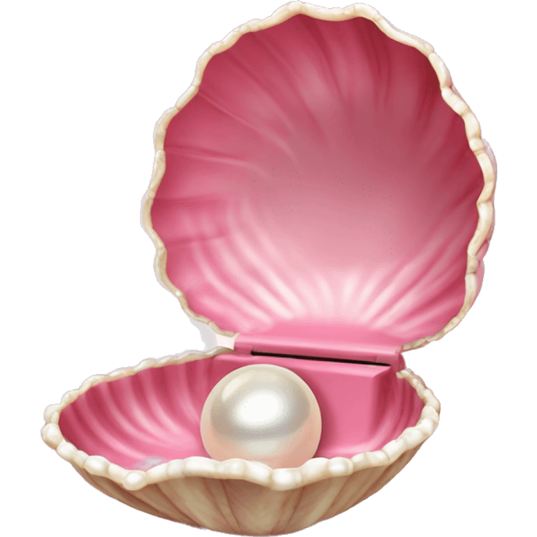 Pretty Pink shell with pearl inside the open hinged shell emoji