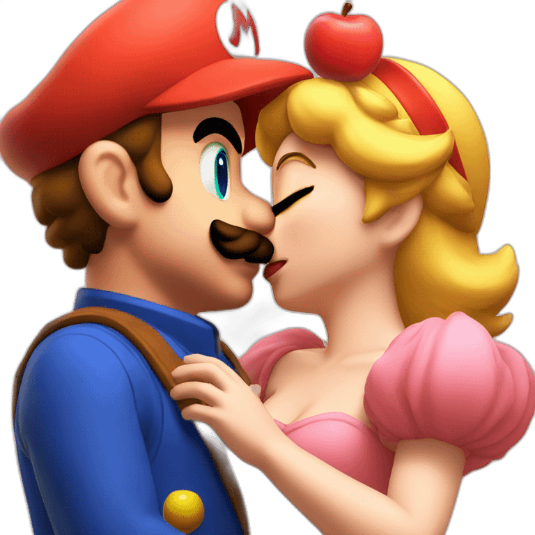 mario kissing peach emoji