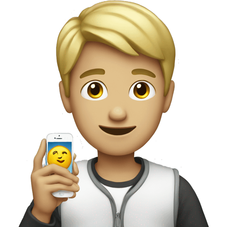 Boy with mobile emoji