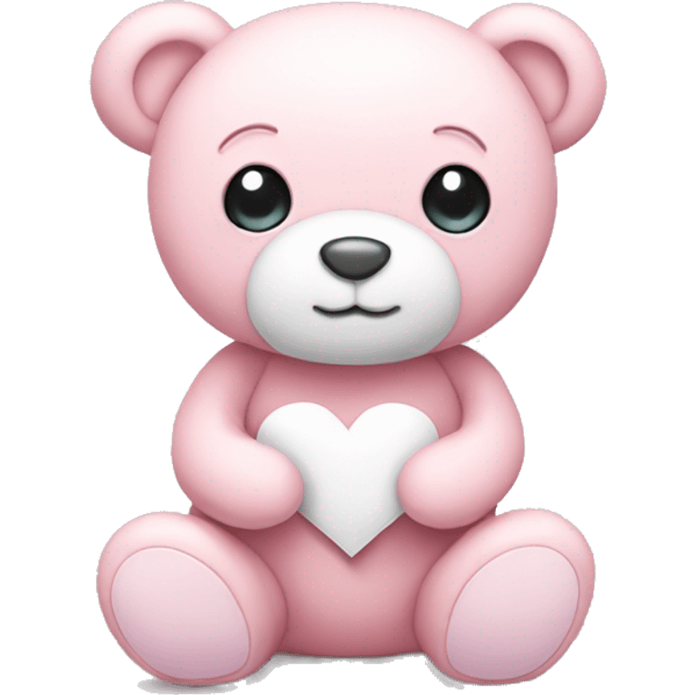 Light pink teddy bear with white heart emoji