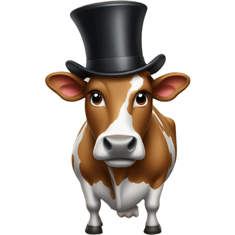 Cow wearing a top hat emoji