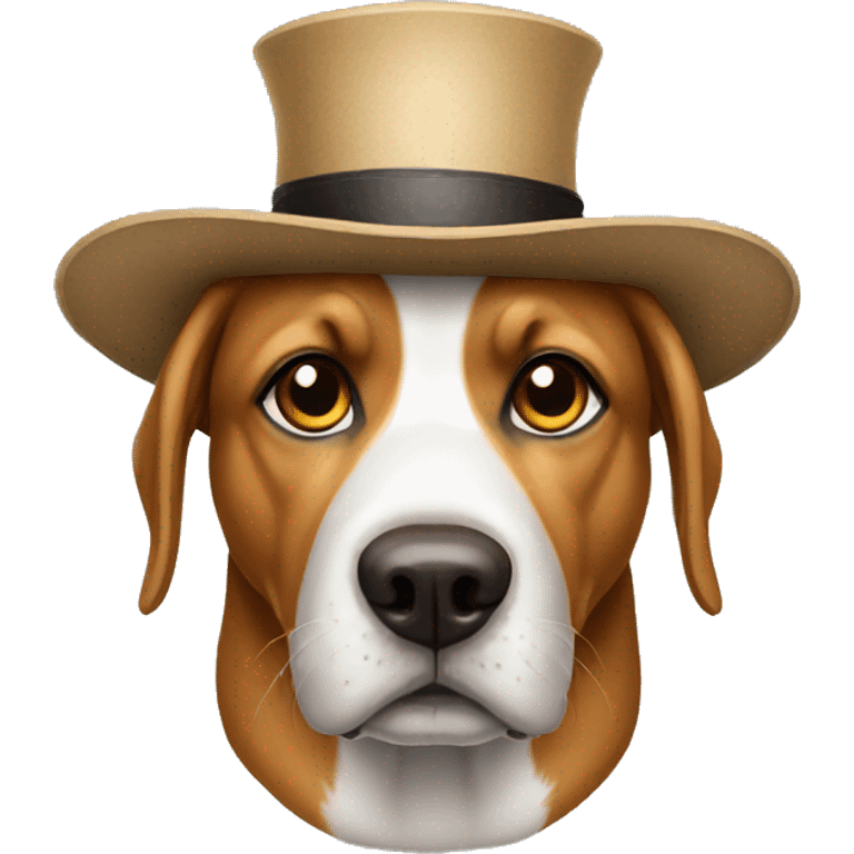 Serious dog with a hat emoji