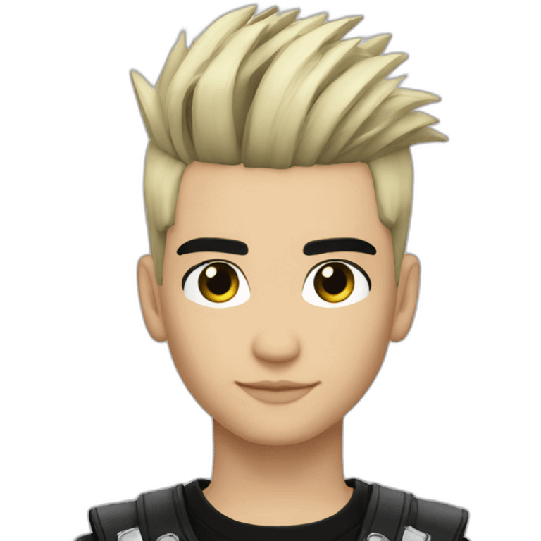 Bill Kaulitz black hair down with blonde highlights emo emoji