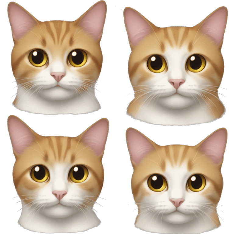 4 cats. one adult, the second smaller, and two small emoji