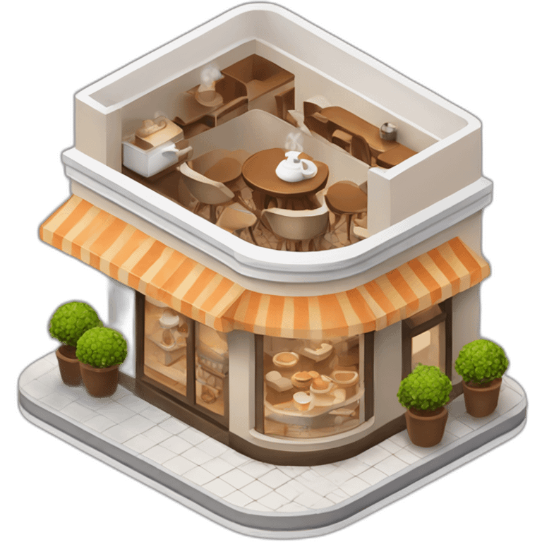 Cappuccino cafe house isometric emoji