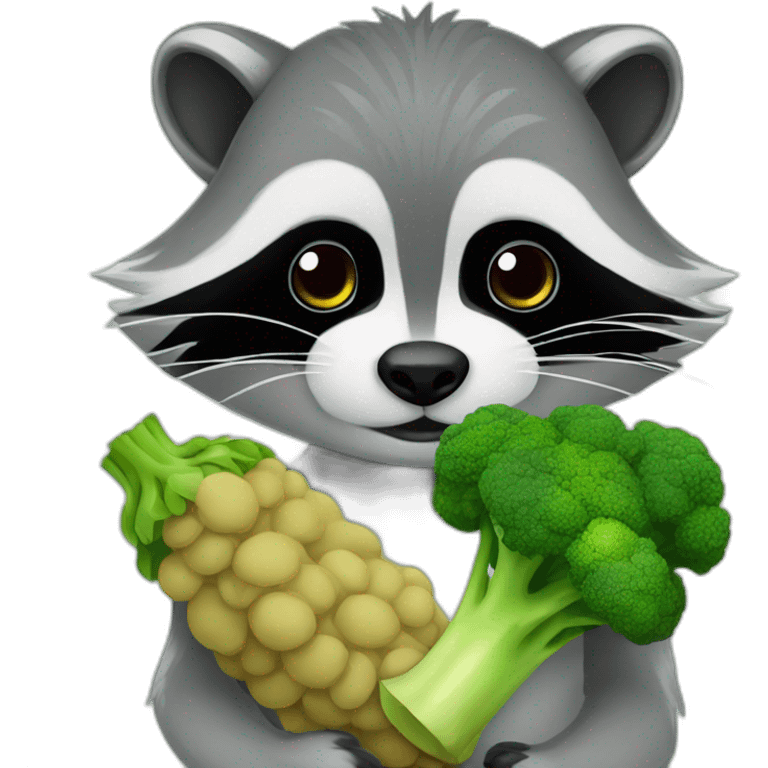 Raccon, beany, broccoli emoji