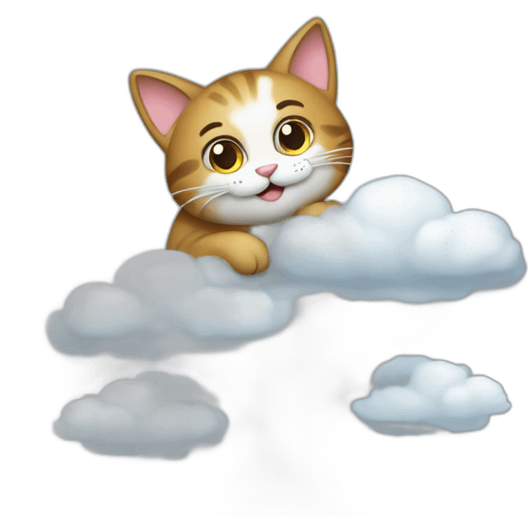 cat secretary sitting on top of the cloud emoji