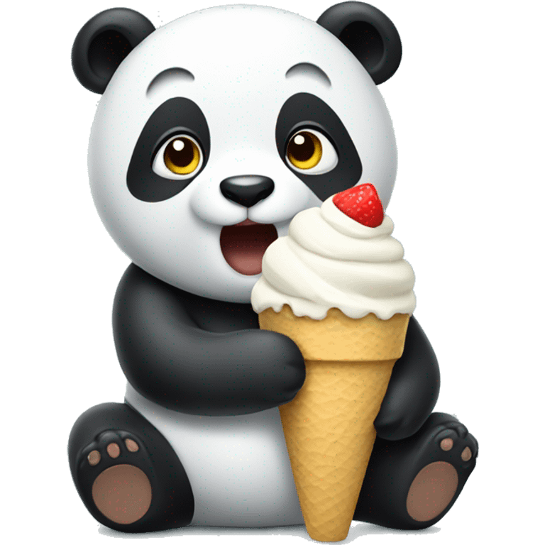 Panda eating ice cream emoji