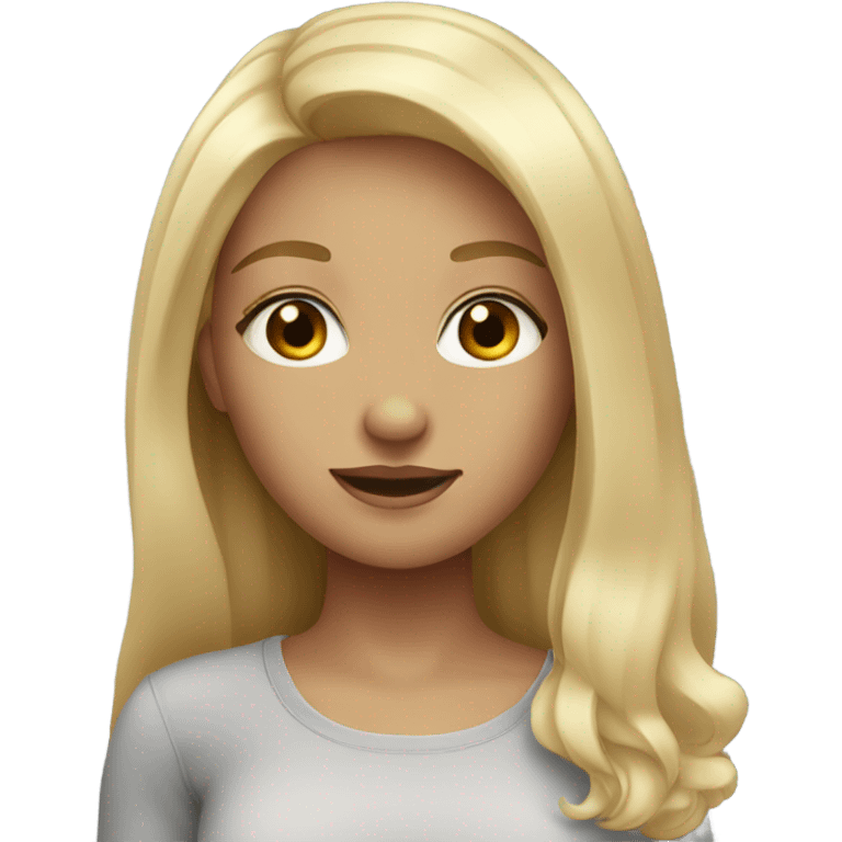 A girl with blonde hair and gray eyes emoji