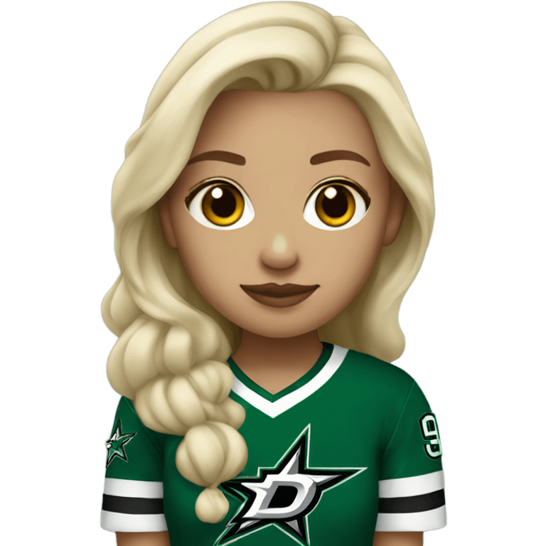 Blonde girl wearing Dallas Stars jersey emoji