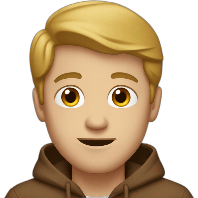 white guy in a brown hoddie emoji