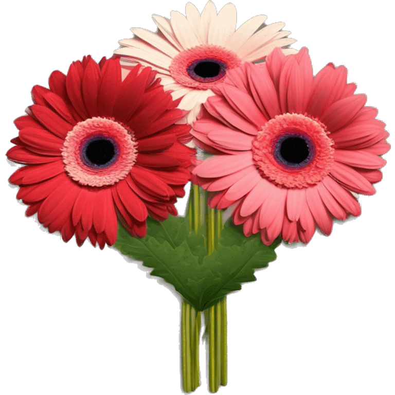 Three gerbera in a bouquet  emoji