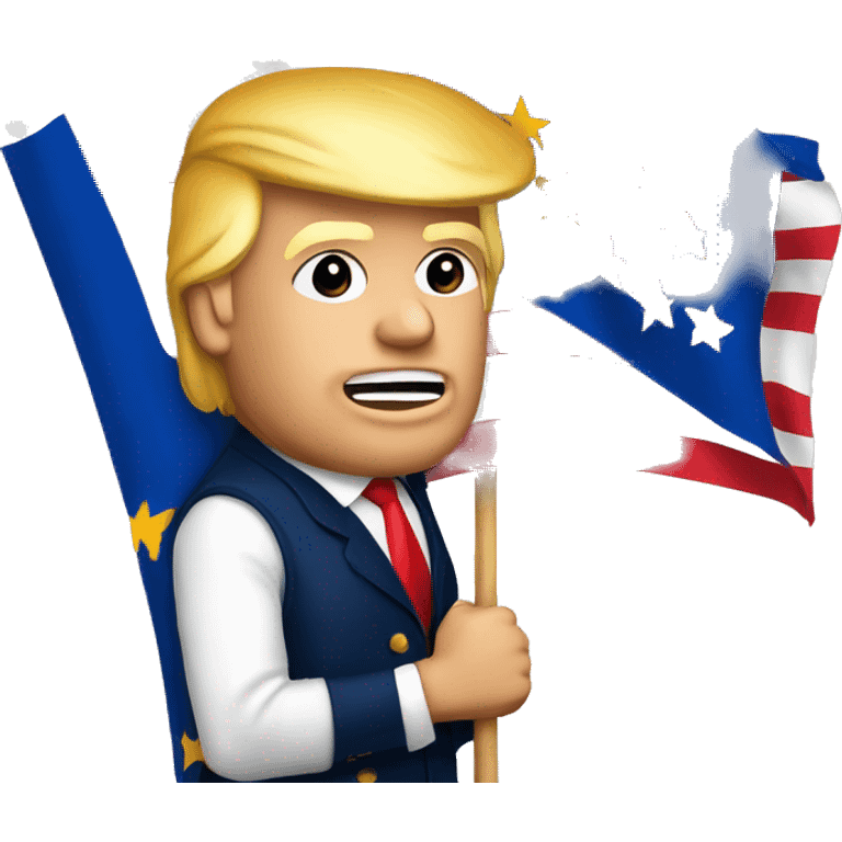 Donald Trump with a flag from the European Union emoji