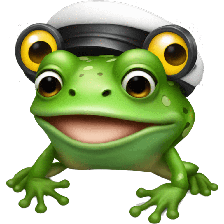 Frog wearing a high visor  emoji