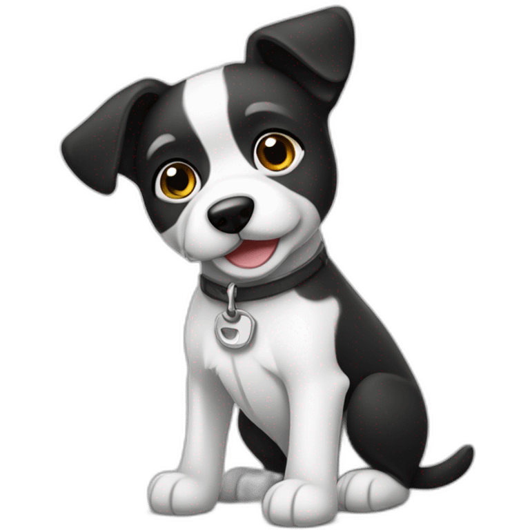 Perro adoptado blanco y negro alegre emoji