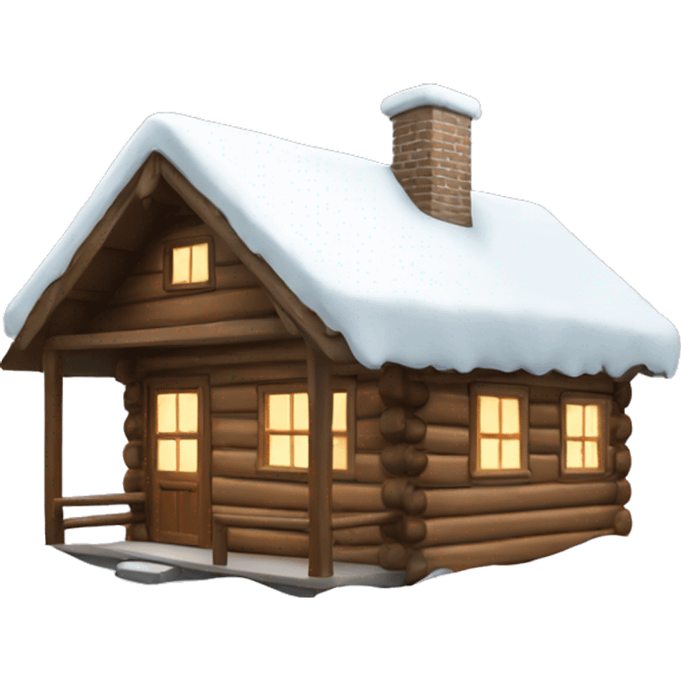 Christmas cabin with snow on roof emoji