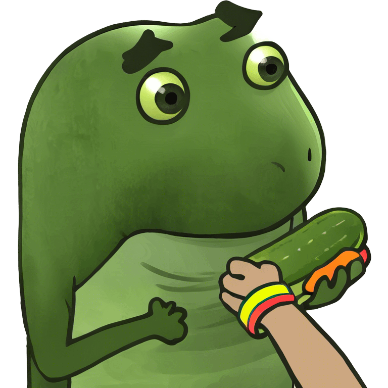 Hand holding pickle emoji