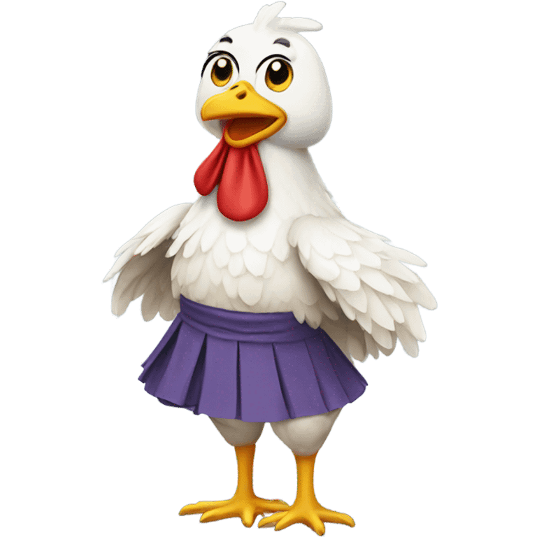 chicken wearing a skirt emoji