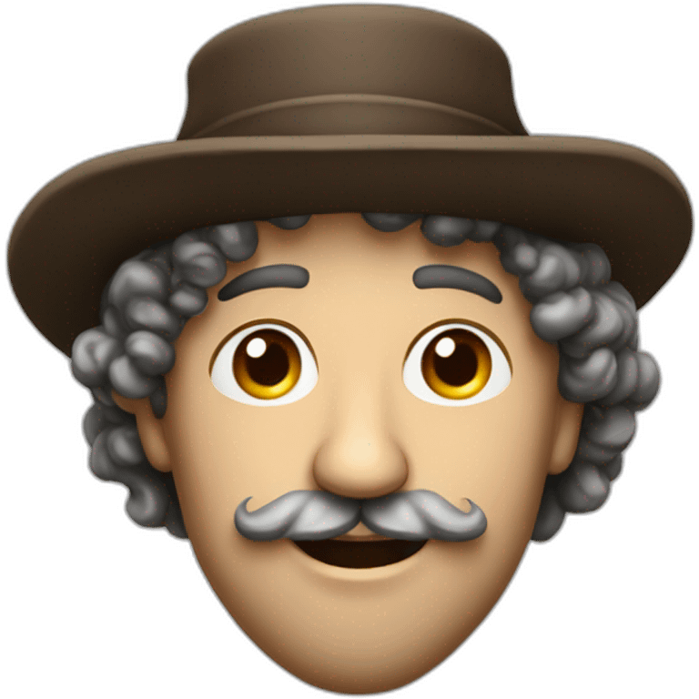 jewish man with curls and hat rubbing hands together side profile giant nose emoji