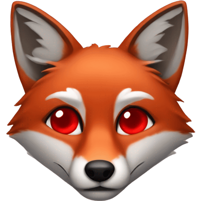 dark red fox face with tiny red heart instead of eyes emoji