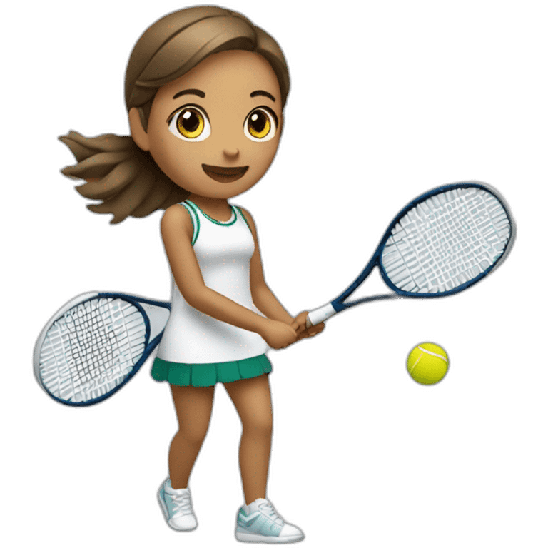 girls playing tennis with baguette  emoji