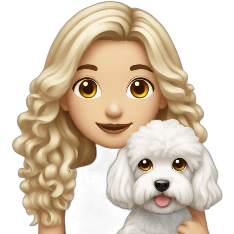 Long hair turkish girl with white maltipoo emoji