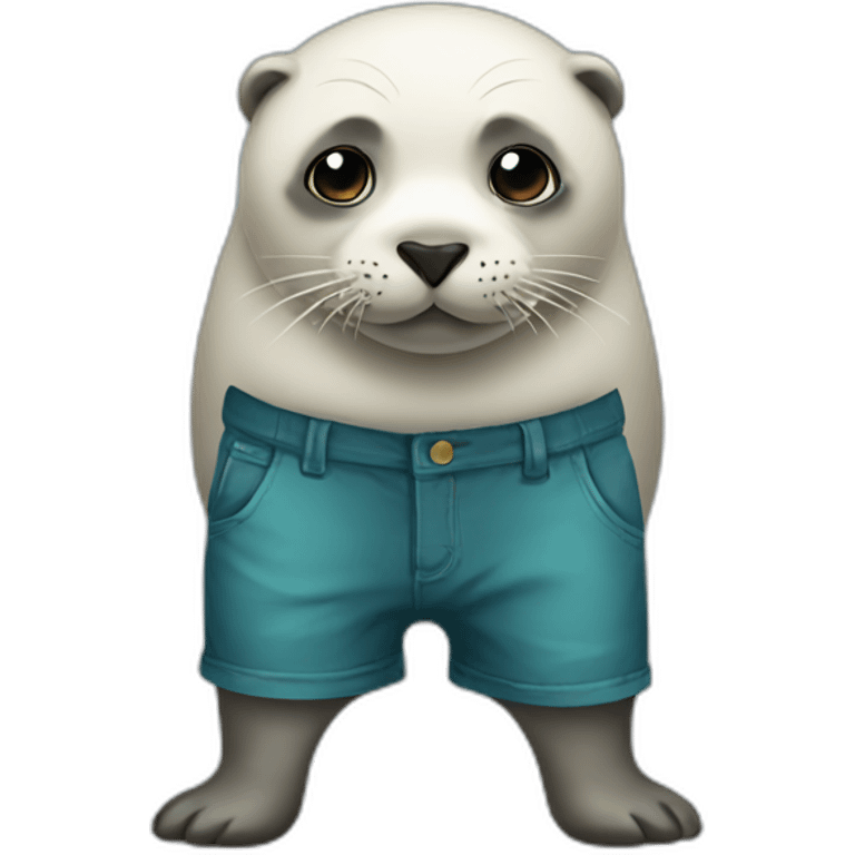 A seal wearing shorts emoji