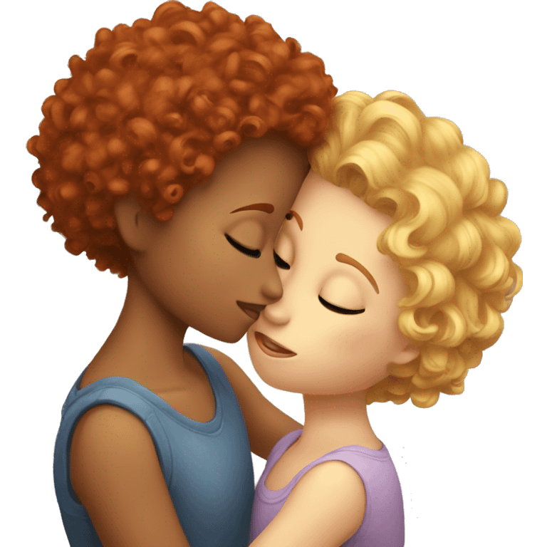 curly red head girl  kissing short haired blonde girl emoji