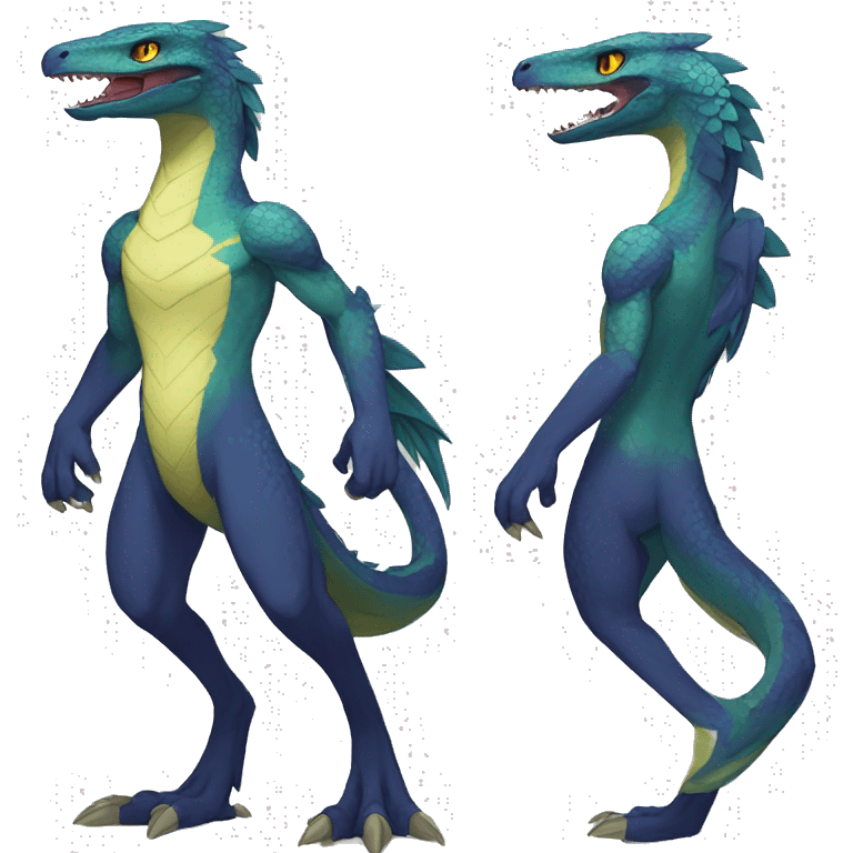 Anthro Sona Fakemon Reptilian Draco-Raptor Full Body emoji