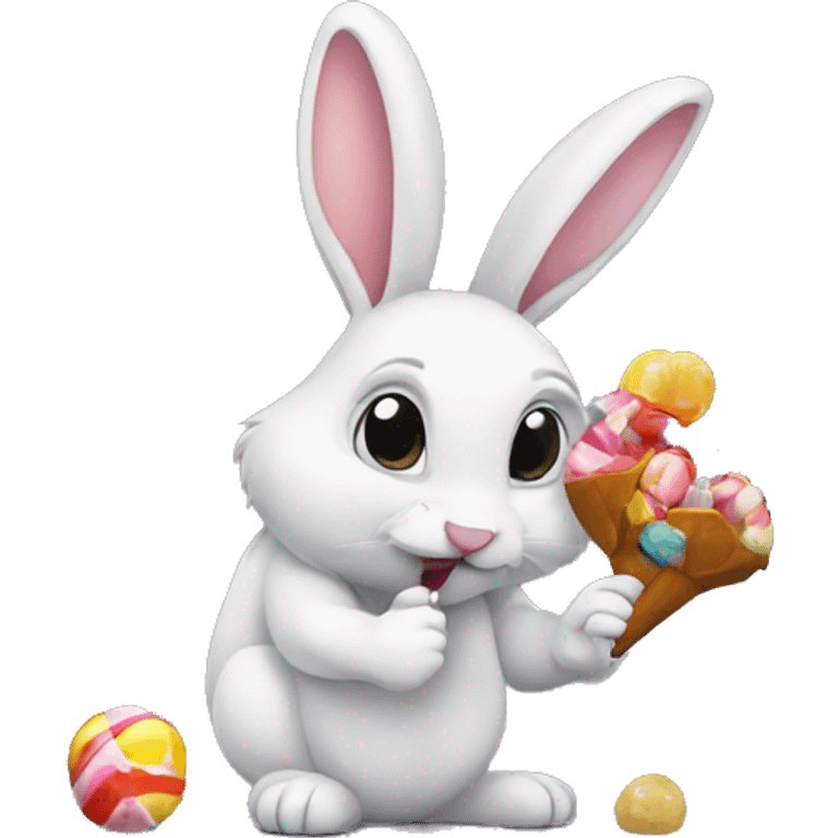 rabbit eating candy emoji