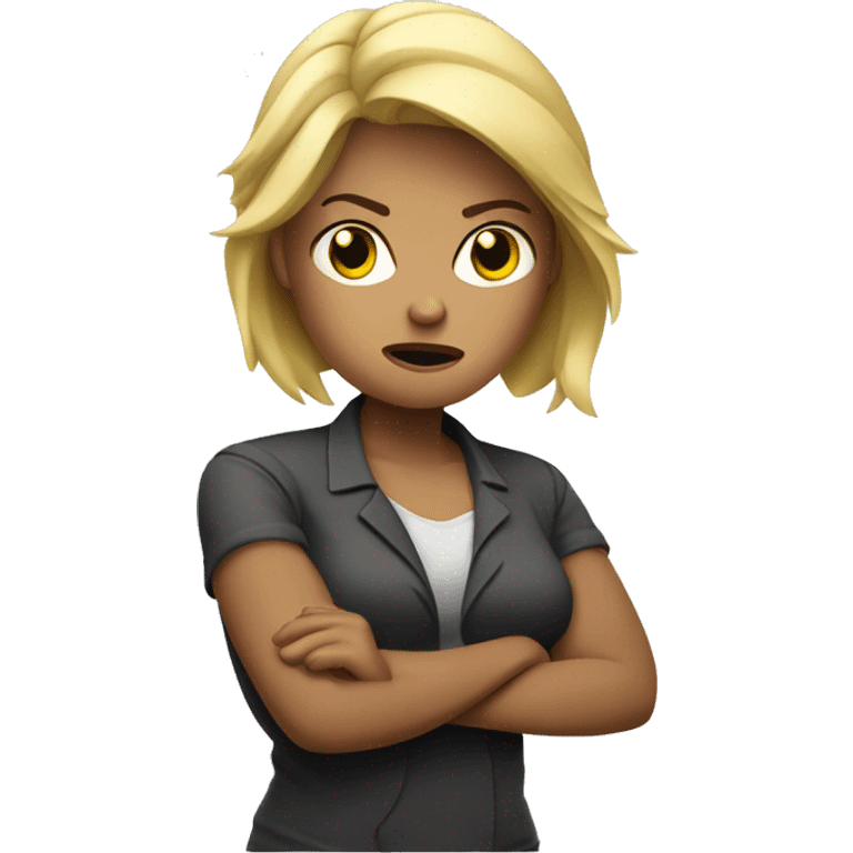 Angry blonde woman crossing her arms emoji