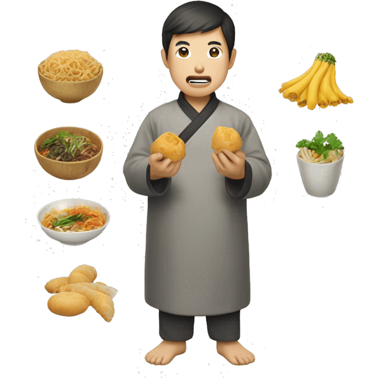 Asiatique qui mange des nems emoji