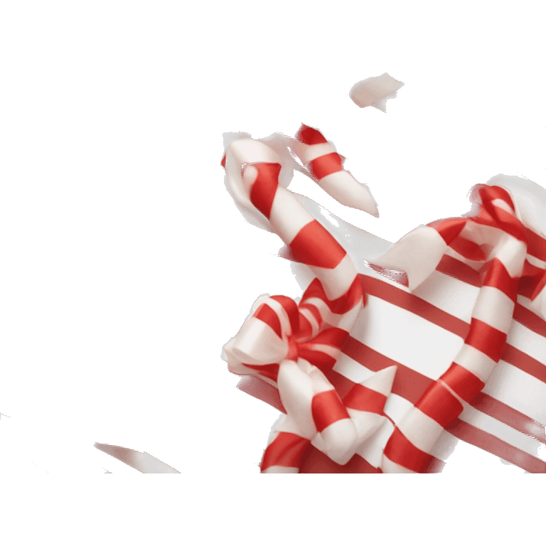 Bow made of ribbon in pattern of white and red candy cane stripes  emoji