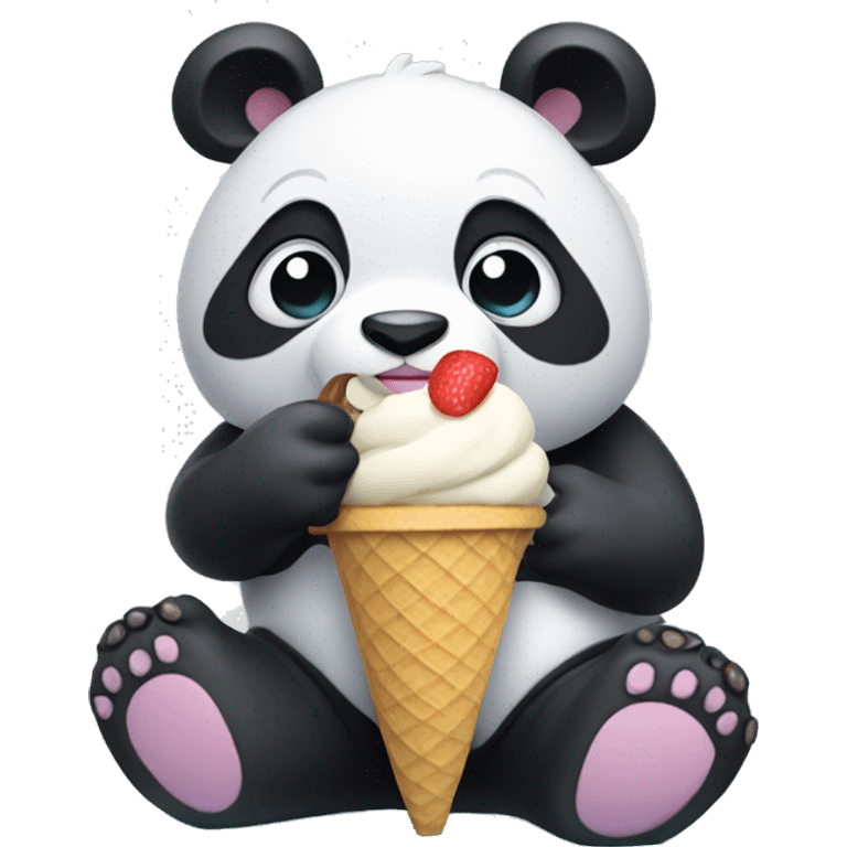 Panda eating ice cream emoji