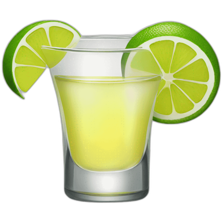 A single tequila shot with green lemon piece on it emoji