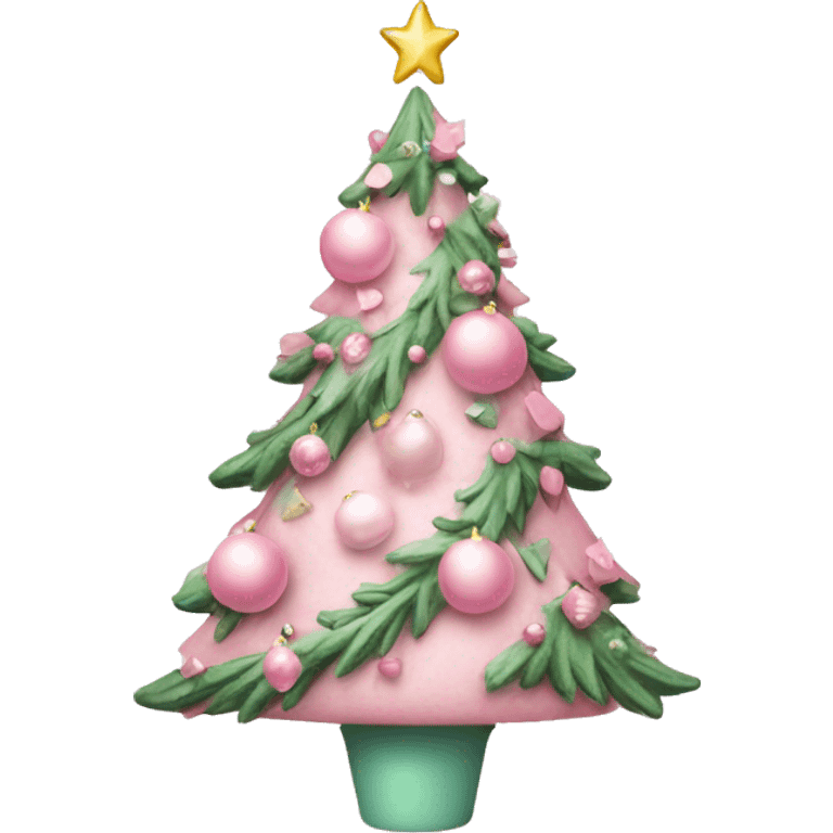 Pastel pink decorated Christmas tree emoji