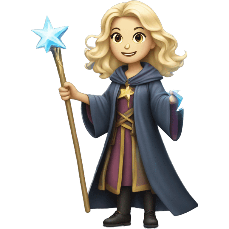 Blonde female wizard with iridescent star wand emoji