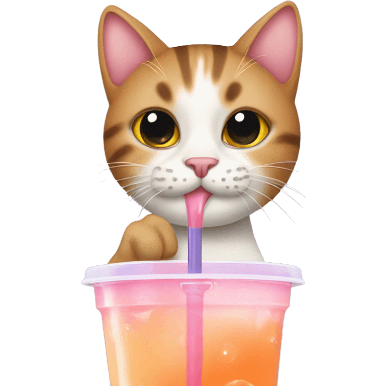 Cat drinking bubble tea emoji